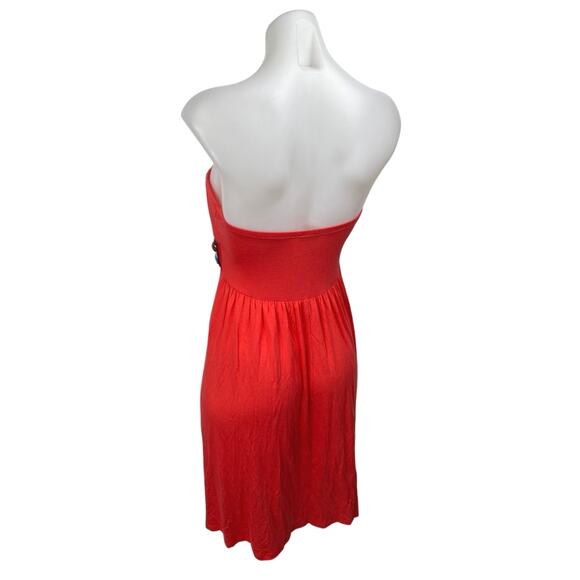 Ariella Red Multicolor Beads Strapless Sleeveless Mini Bandeau A-line Dress Sz S - Picture 2 of 5